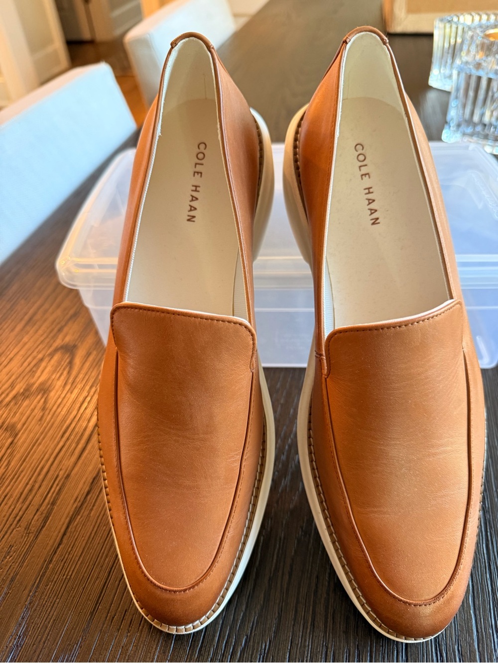 Cole Haan OriginalGrand Platform Venetian Loafers Tan Size 8.5
